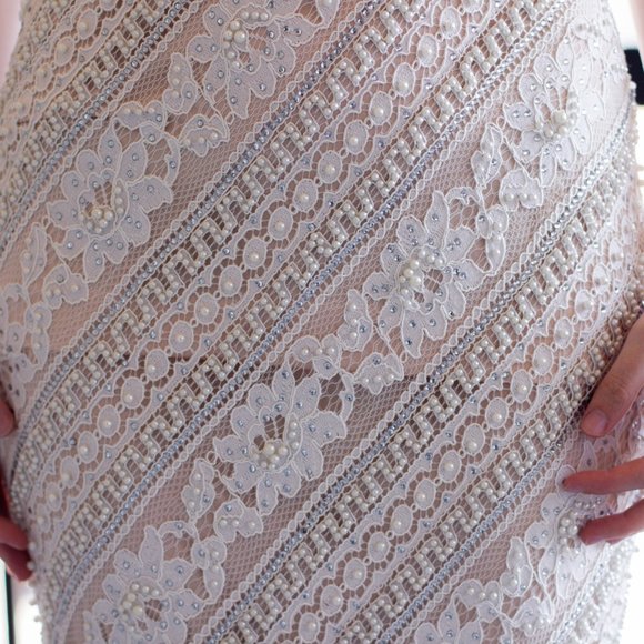 FULLY Beaded Floral Lace Gown - Picture 7 of 12